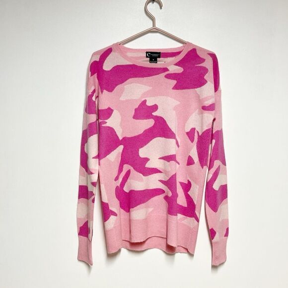 C by Bloomingdale's Pink Cashmere Camouflage Sweater 100% Exclusive Sz M - Picture 4 of 6